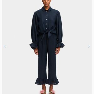 NWT sleeper rumba linen lounge set l navy